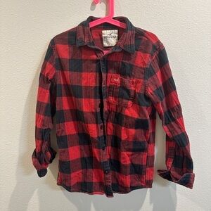 Hollister Men’s Red and Black Plaid Shirt